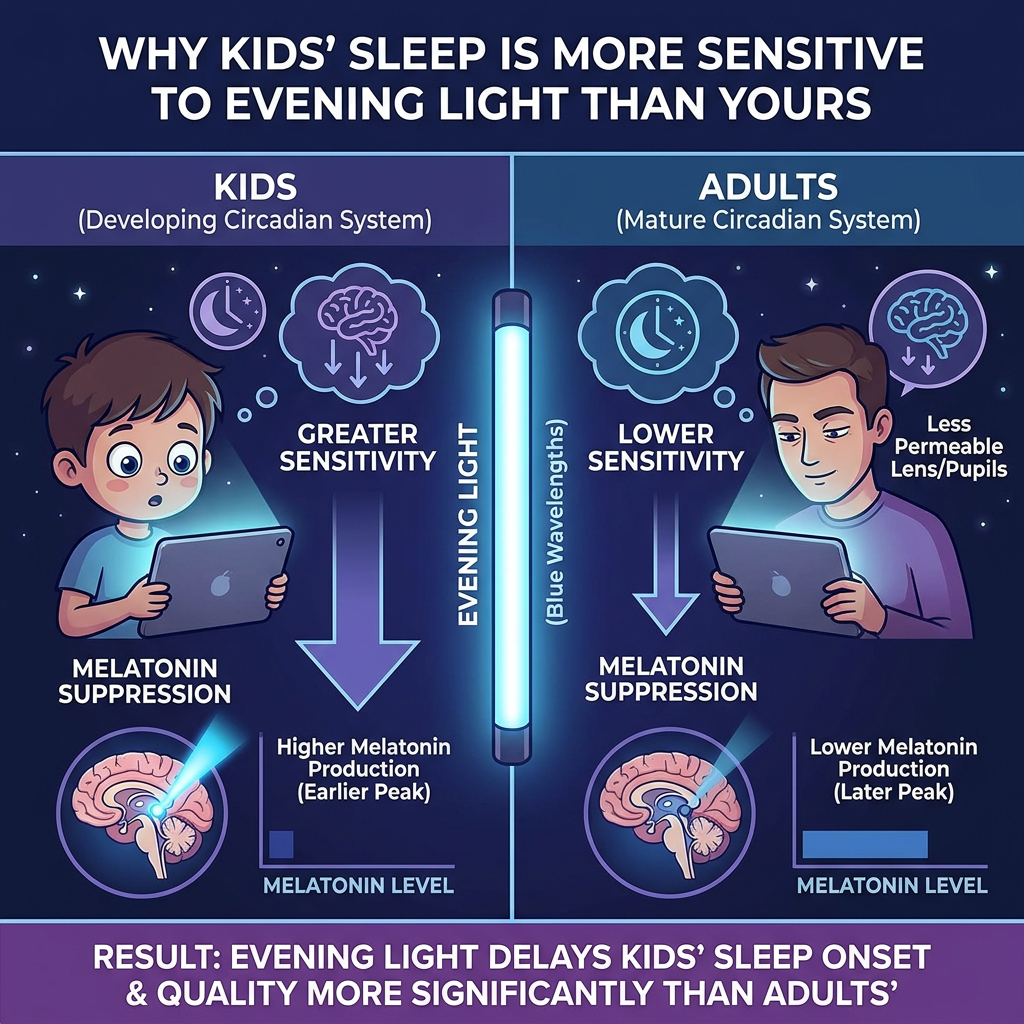 Why Kids' Sleep Is More Sensitive to Evening Light Than Yours