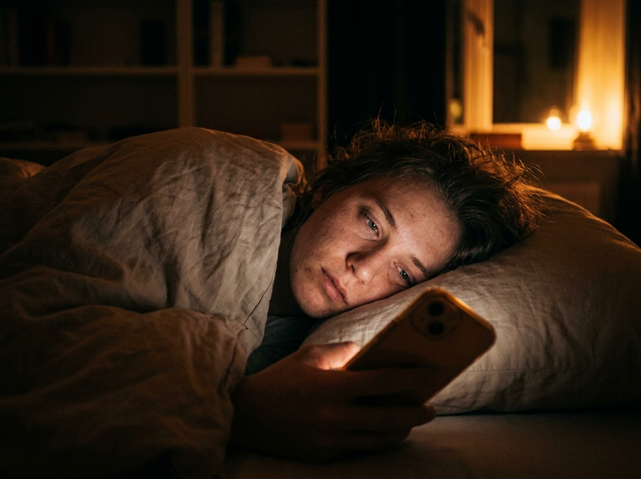 Blue light blocks the melatonin you need to sleep.